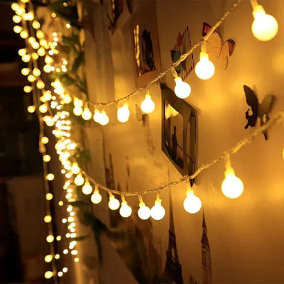 Globe LED String Lights – Battery-Operated Outdoor Fairy Lights (10–80 LEDs)