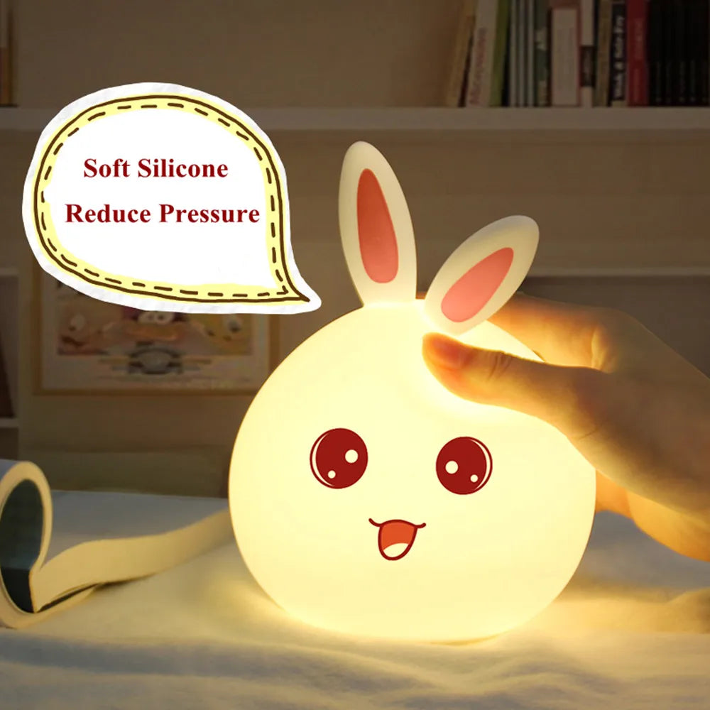 Voice-Activated Rabbit Night Light – Clap-On Colour-Changing LED Kids Lamp