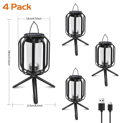 Solar & USB Flame Lantern – IP65 Waterproof Outdoor Wall Lamp with 4 Lighting Modes