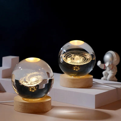 Galaxy Crystal Ball LED Night Light – 3D Moon Planet Lamp for Home Décor & Gifts