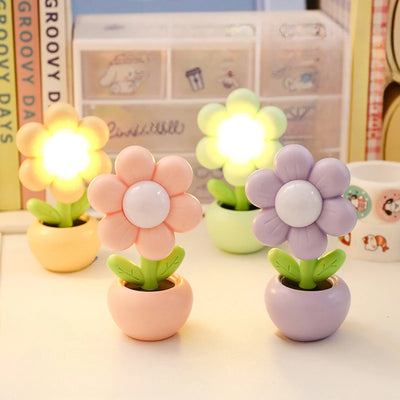 Mini Floral Potted Bedside Table Lamp close-up product view