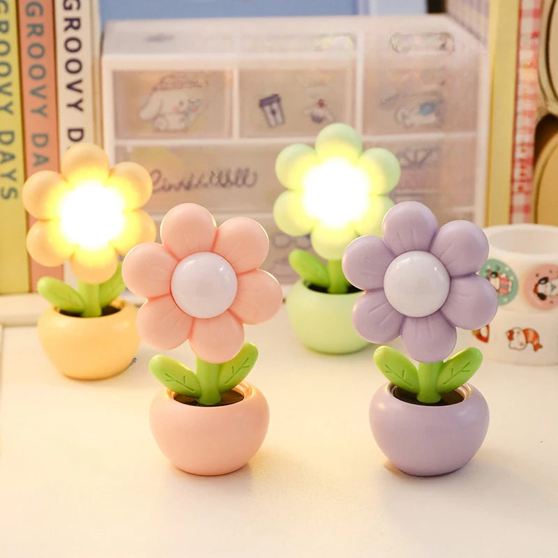 Mini Floral Potted Bedside Table Lamp close-up product view