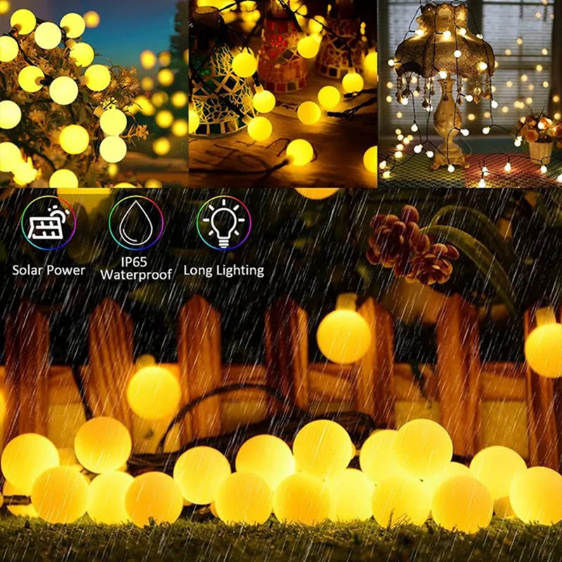Globe String Lights Solar Color-Changing design detail view