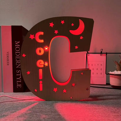 Custom Name LED Night Light – Personalised Star Wall Lamp for Bedroom, Nursery & Gift