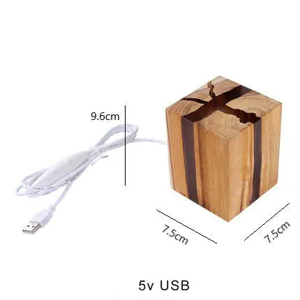 Cracked Solid Wood Nordic Design Nightlight