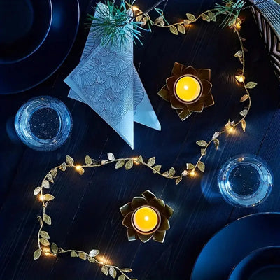 Golden & Silver Leaf Fairy Waterproof Light String