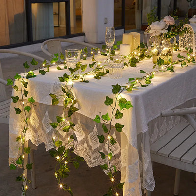 Solar Leaf & Flower LED String Garland – Outdoor Garden Curtain Fairy Lights