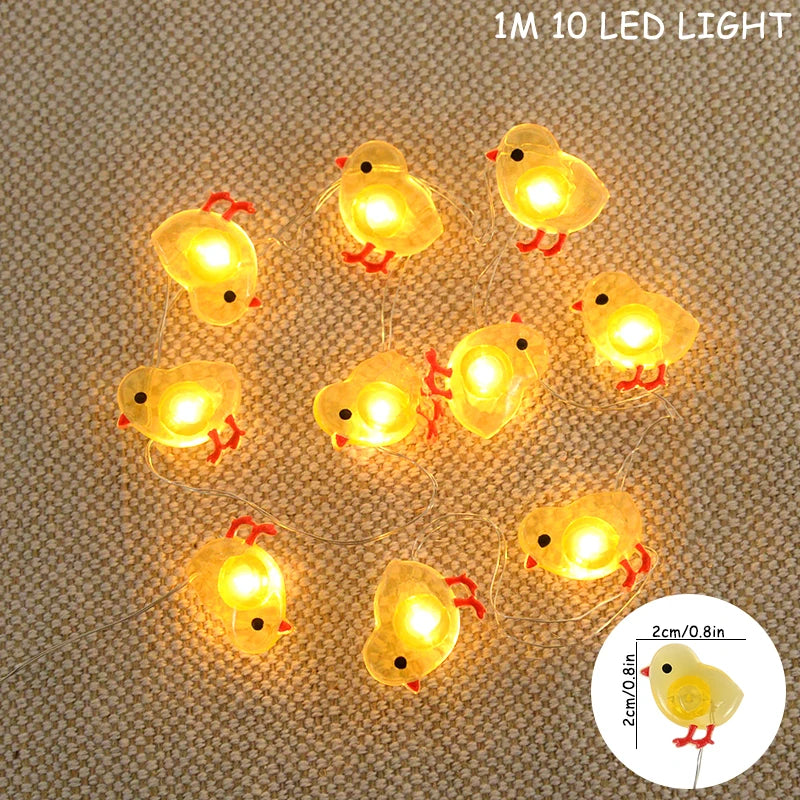 Easter Bunny, Egg & Carrot LED Fairy String Lights