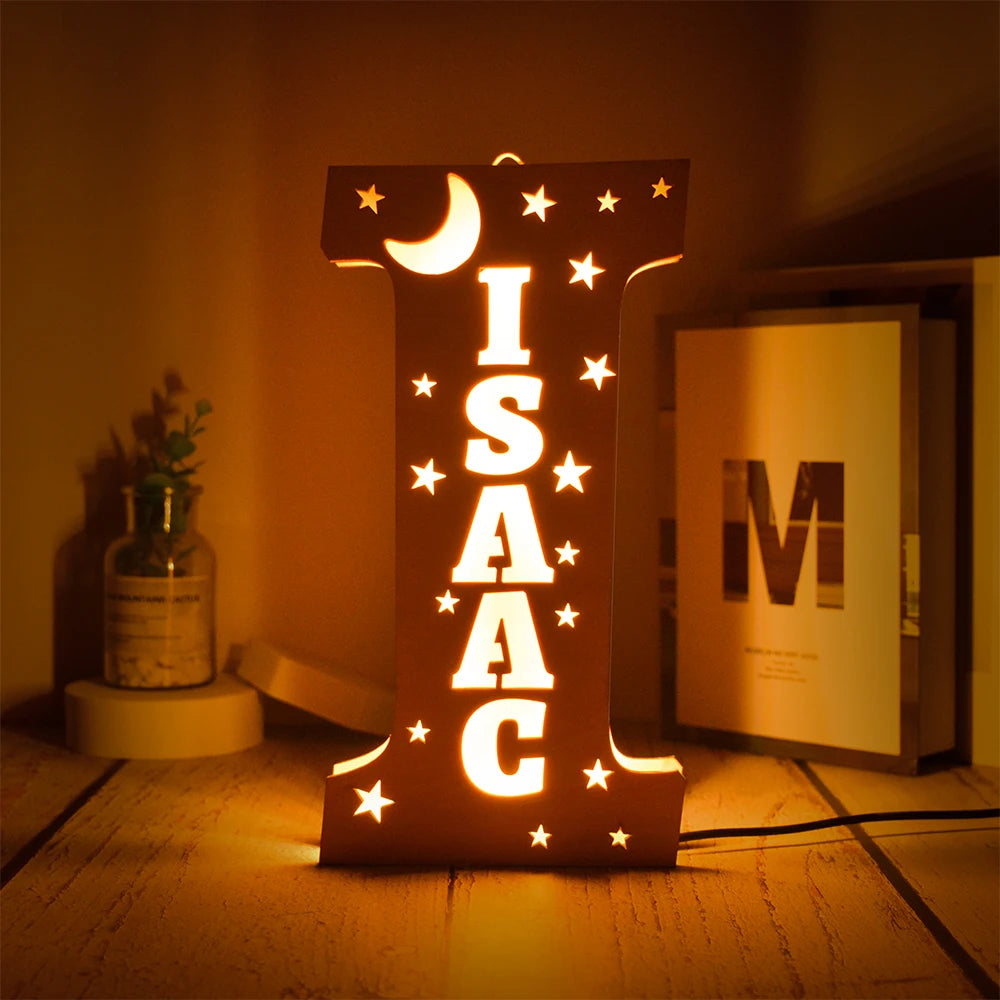 Custom Name LED Night Light – Personalised Star Wall Lamp for Bedroom, Nursery & Gift