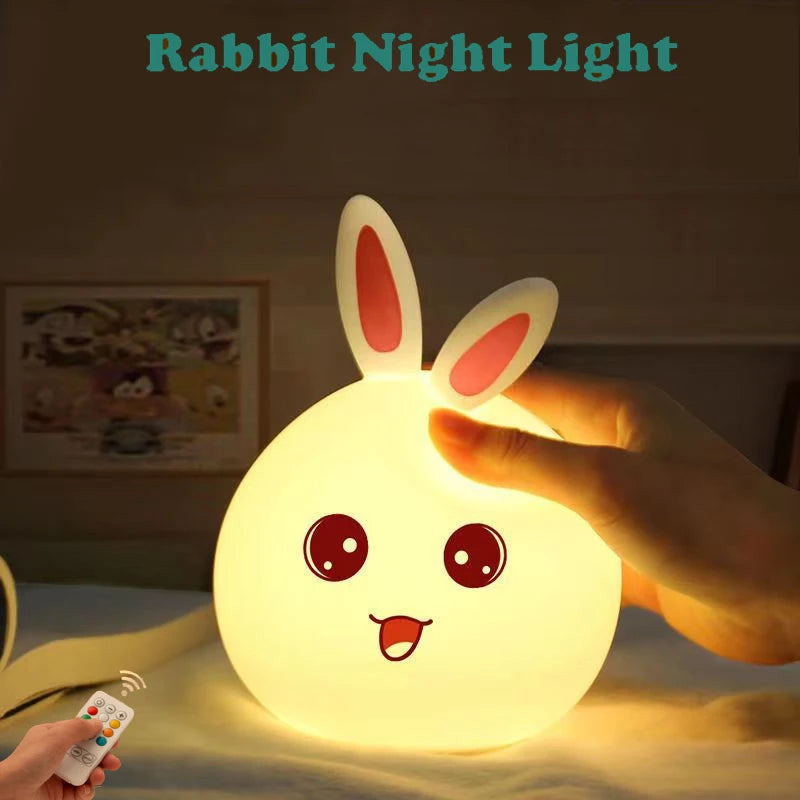 Voice-Activated Rabbit Night Light – Clap-On Colour-Changing LED Kids Lamp