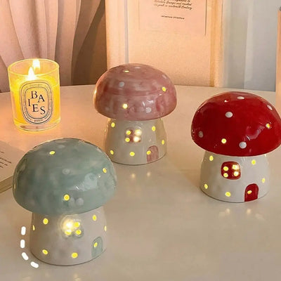 Enchanted Ceramic Mushroom Nightlight – Six Colors