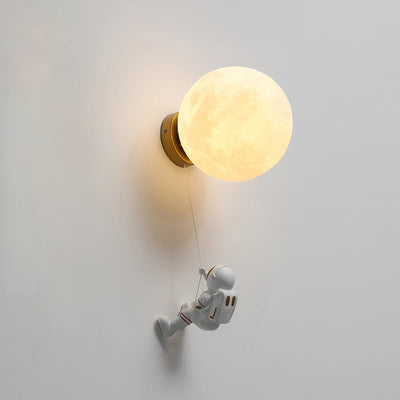 Astronaut Moon LED Wall Lamp - Copper Minimalist Night Light close-up product view