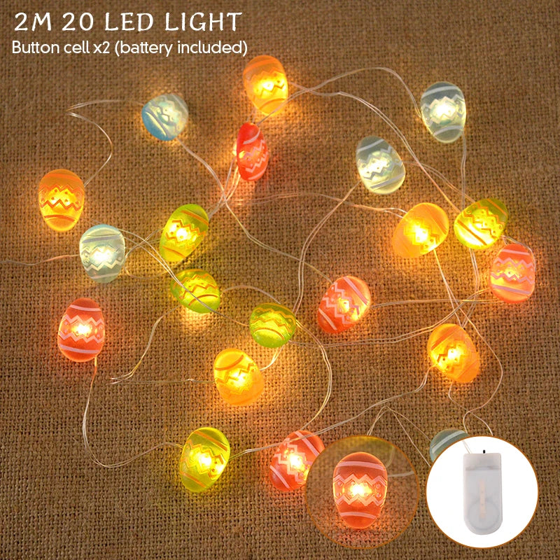 Easter Bunny, Egg & Carrot LED Fairy String Lights