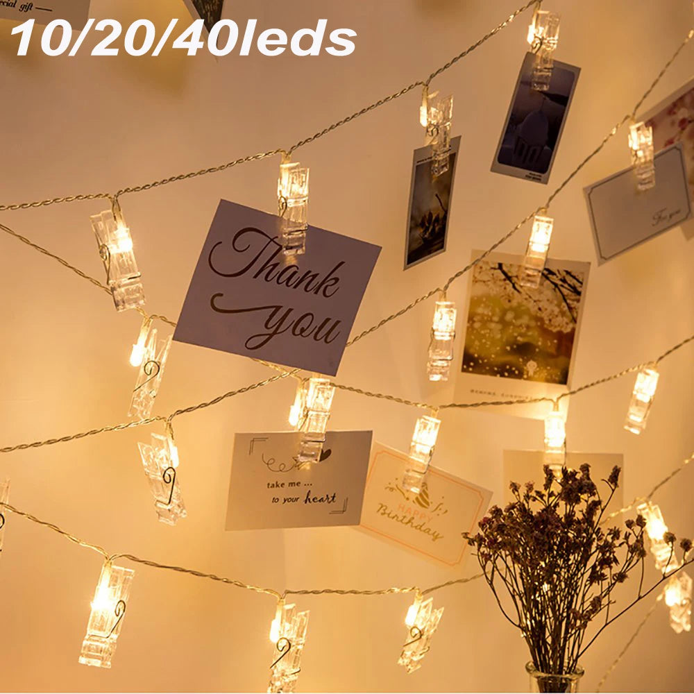 Photo Clip LED String Lights – 1m / 3m / 6m Battery-Powered Picture Display Lights
