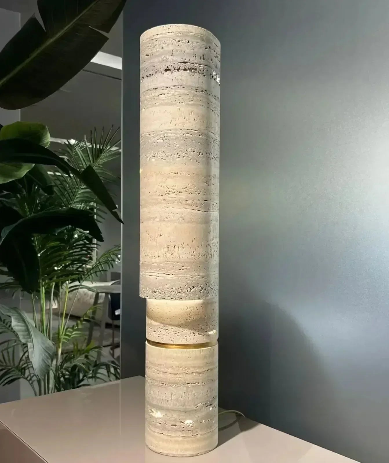 Italian Marble Column Floor Lamp – Designer LED Tall Stand Lamp for Living Room & Bedroom