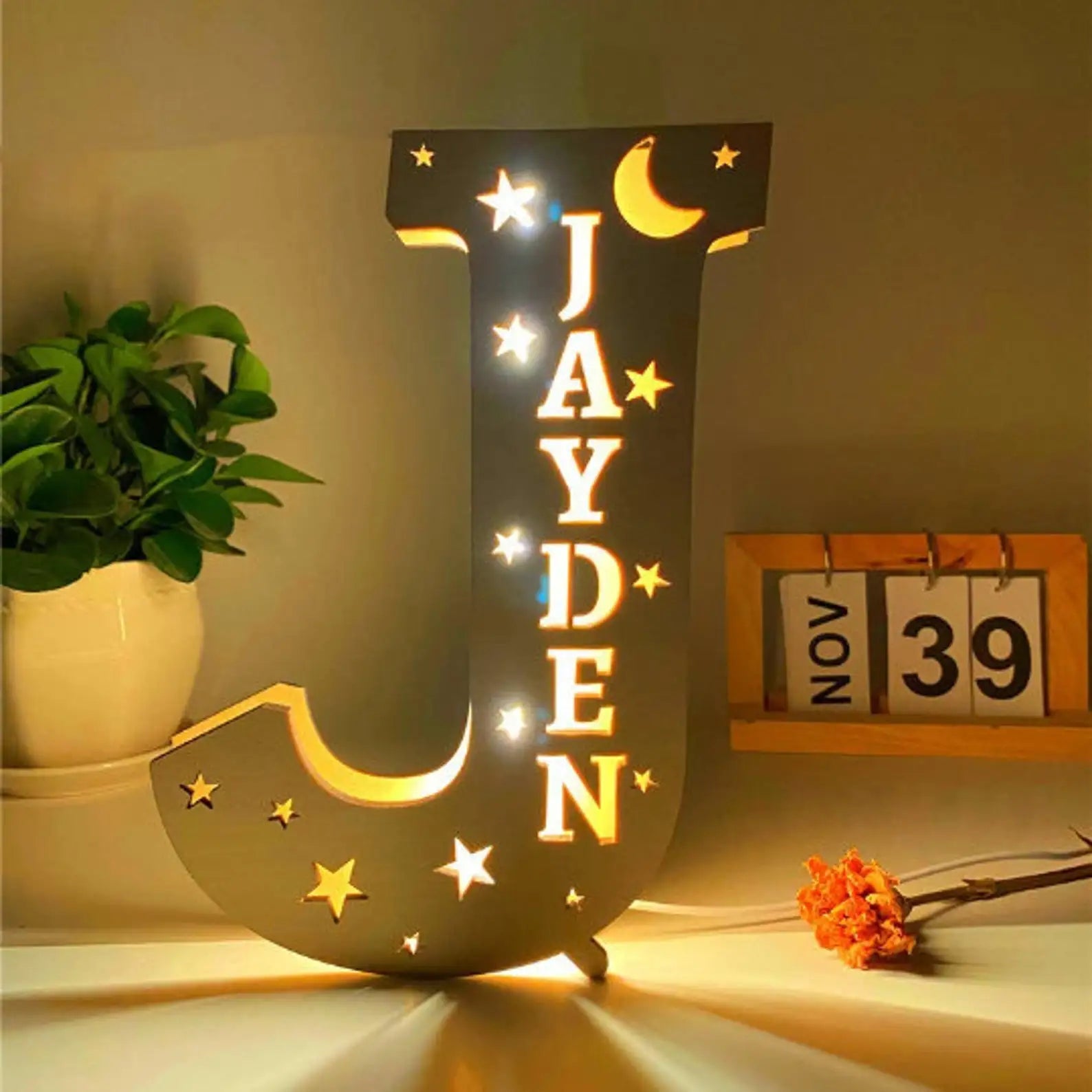 Custom Name LED Night Light – Personalised Star Wall Lamp for Bedroom, Nursery & Gift