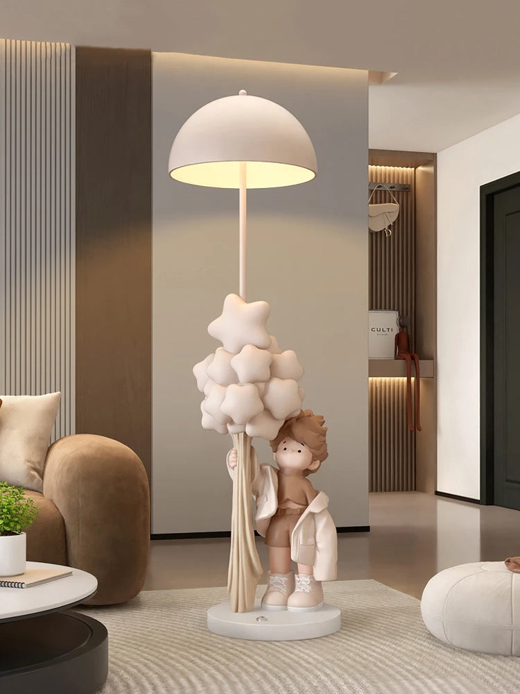 Luminous Boy Statue Floor Lamp – 160cm LED Bluetooth Speaker Sculpture for Living Room
