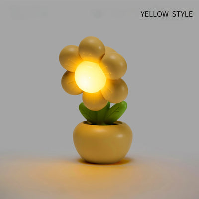 Mini Floral Potted Bedside Table Lamp close-up product view