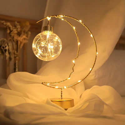 Star Moon Bedside Table Lamp Battery close-up product view, in Heart, Star, or Round Ball