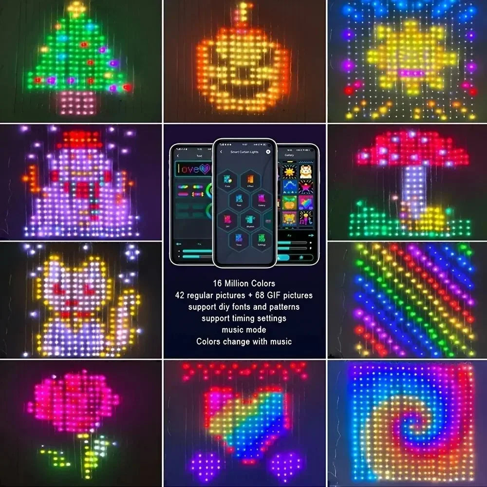Curtain App Control String Lights Dimmable USB shown as soft ambient home lighting