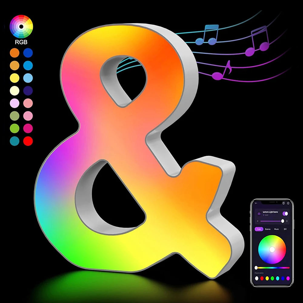 Smart LED Alphabet Letter Lights – App & Voice Controlled RGB Night Light for Bedroom Wall Décor