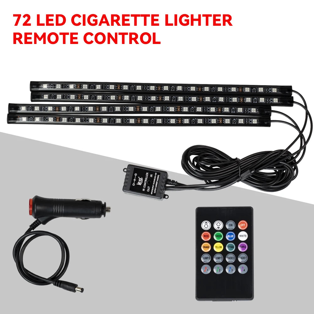 RGB Car Ambient Foot Light – USB Wireless Remote & App Control Interior LED Strip