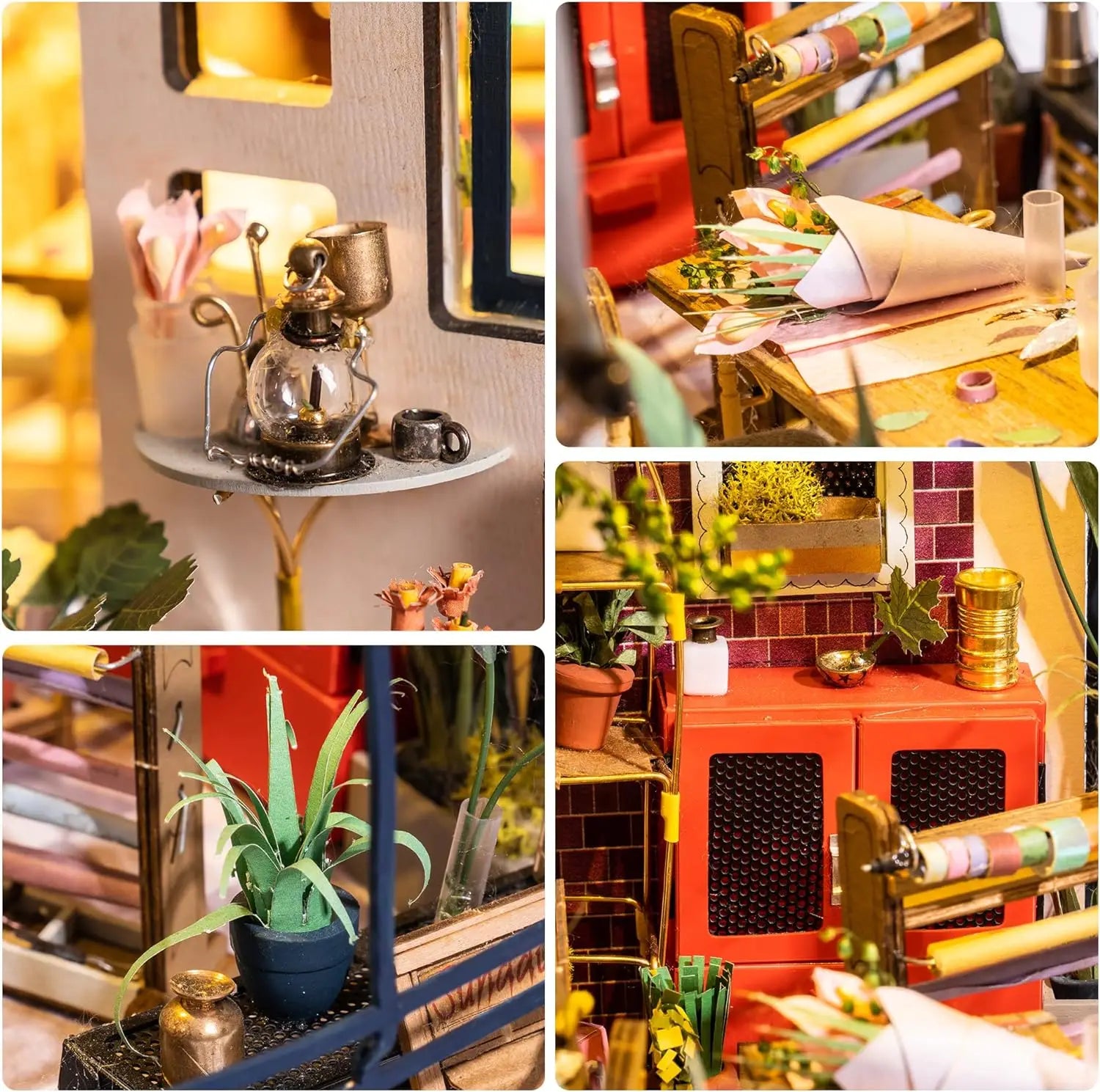 Robotime Mini House DIY Dollhouse Kit – LED-Lit Miniature Craft Set