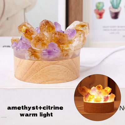 Amethyst Crystal Point LED Lamp – Natural Gemstone Healing Light for Desk & Home Décor