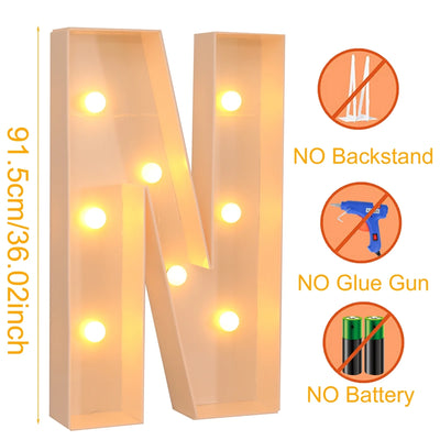 Giant LED Letter Light Frame Box – 91.5cm DIY Name Balloon Filling Box for Parties