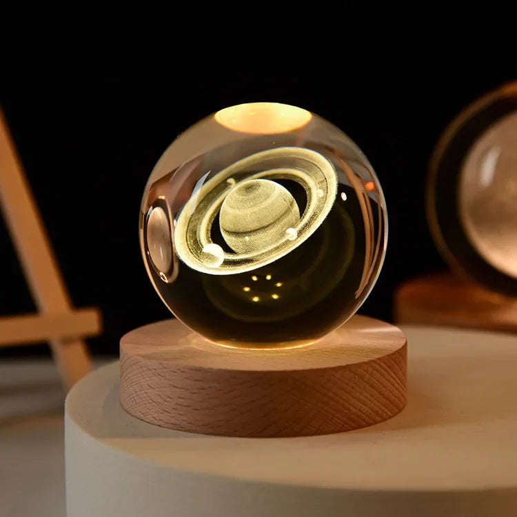 Galaxy Crystal Ball LED Night Light – 3D Moon Planet Lamp for Home Décor & Gifts