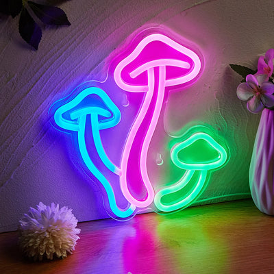 Tricolor Mushroom LED Neon Wall Light – Psychedelic Glow