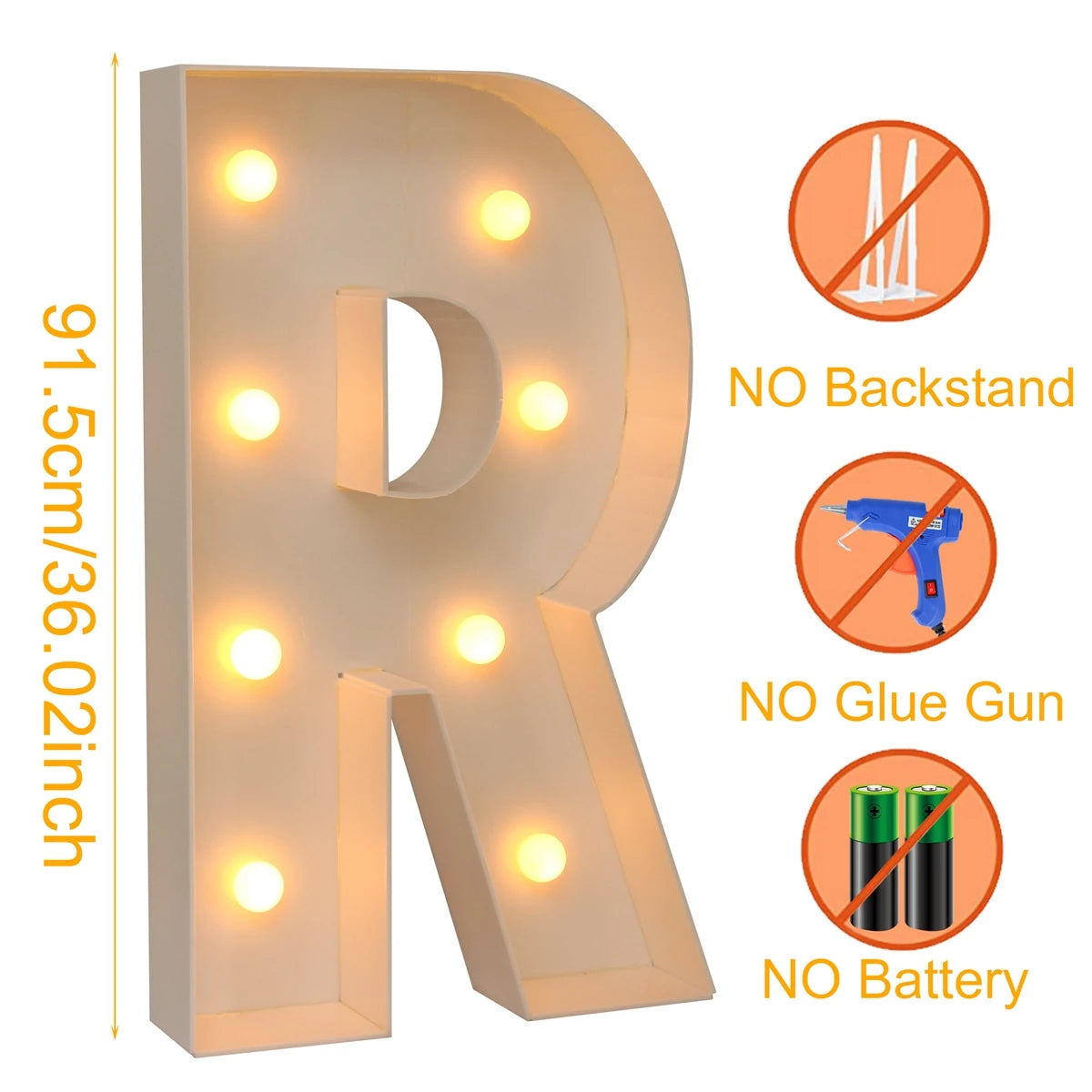 Giant LED Letter Light Frame Box – 91.5cm DIY Name Balloon Filling Box for Parties