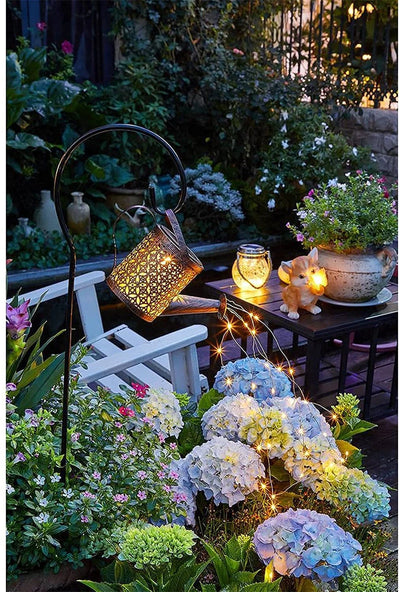 Solar-Powered Watering Can Garden Light