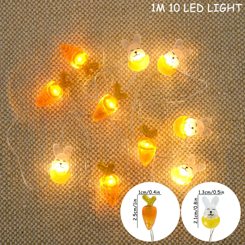 Easter Bunny, Egg & Carrot LED Fairy String Lights