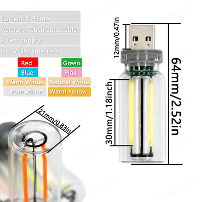 Retro Edison Dimmer Bedside Table Lamp Dimmable USB close-up product view
