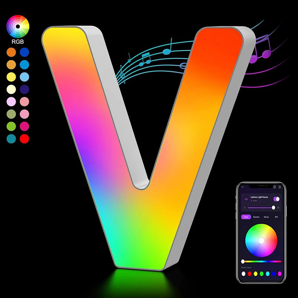 Smart LED Alphabet Letter Lights – App & Voice Controlled RGB Night Light for Bedroom Wall Décor