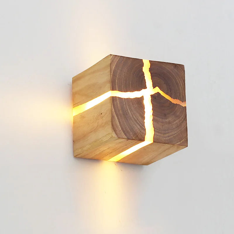 Cracked Solid Wood Nordic Design Nightlight