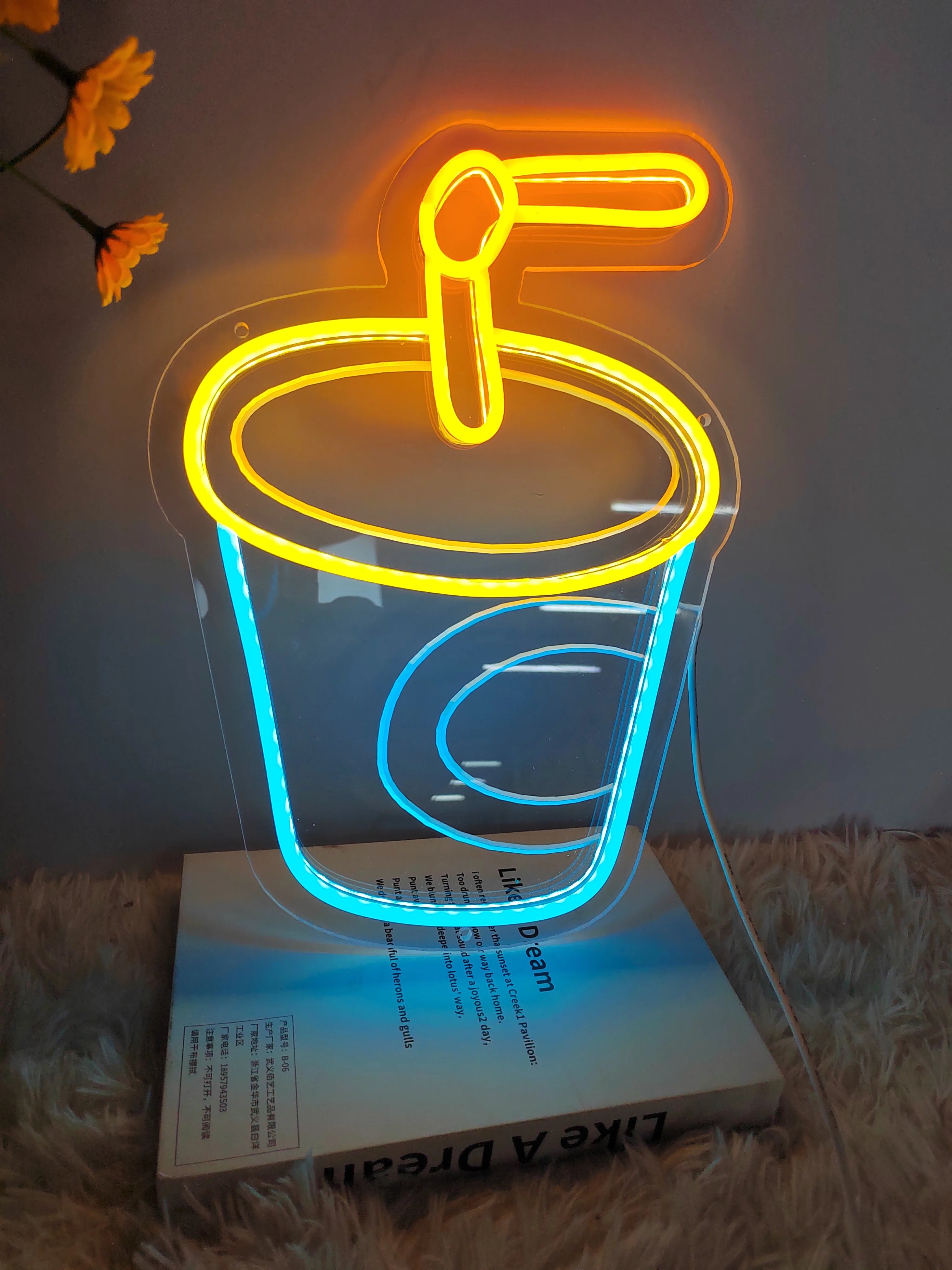 Fries Pizza Neon Wall Light USB variant product view