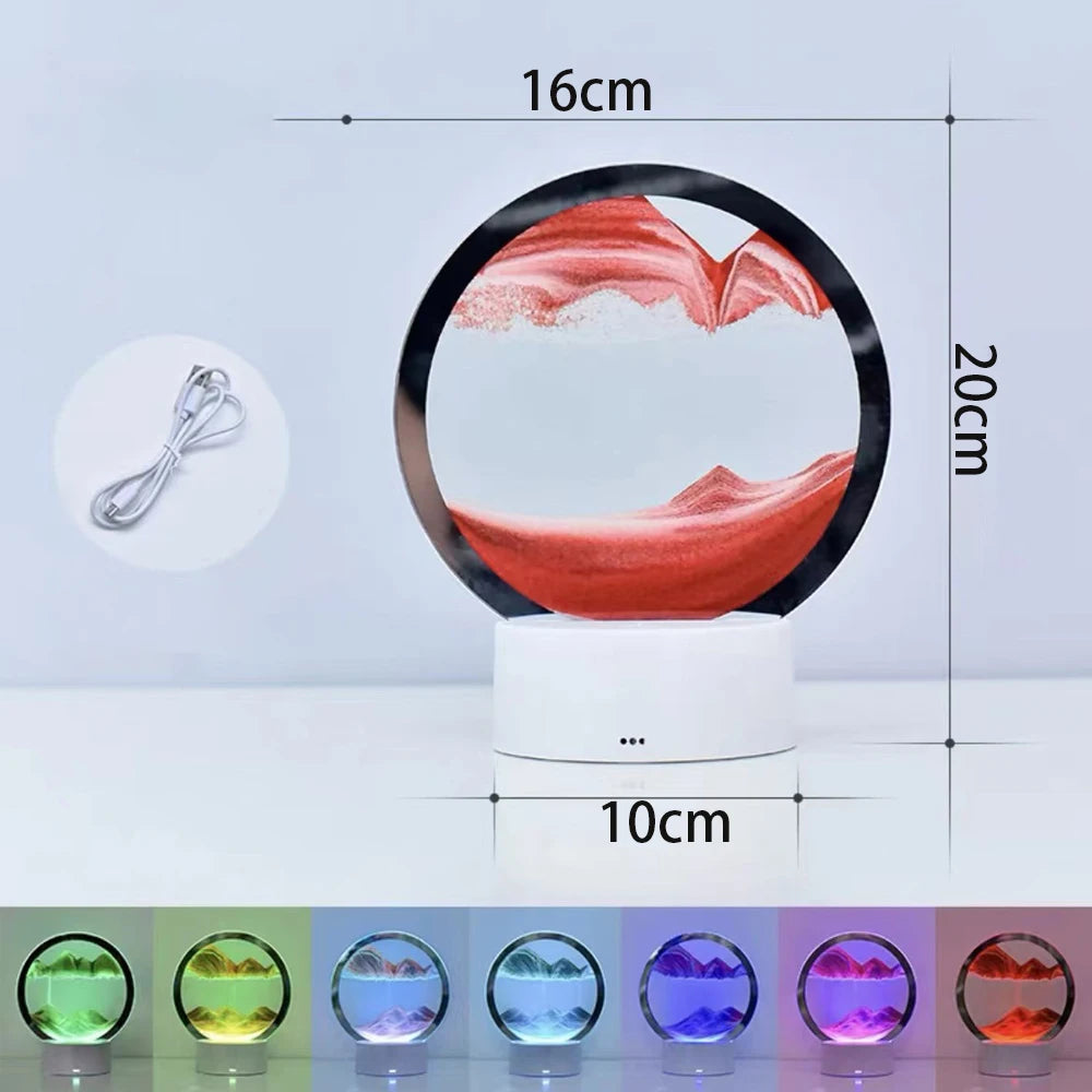 Luminous Quicksand Hourglass Ornament – LED Sand Art Painting for Living Room & Office