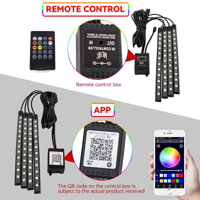 RGB Car Ambient Foot Light – USB Wireless Remote & App Control Interior LED Strip