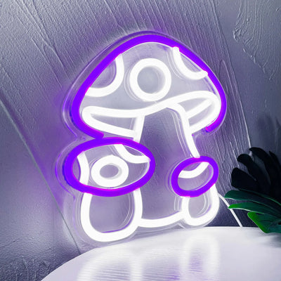 Glowing Purple Mushroom LED Neon Wall Light – Dimmable USB Lamp