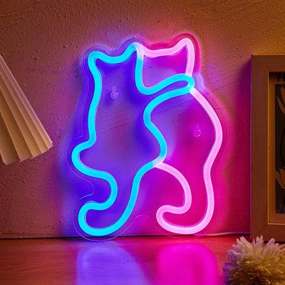 Cat Neon Sign Neon Wall Light Touch Control USB for wall accent lighting, in pinkblue