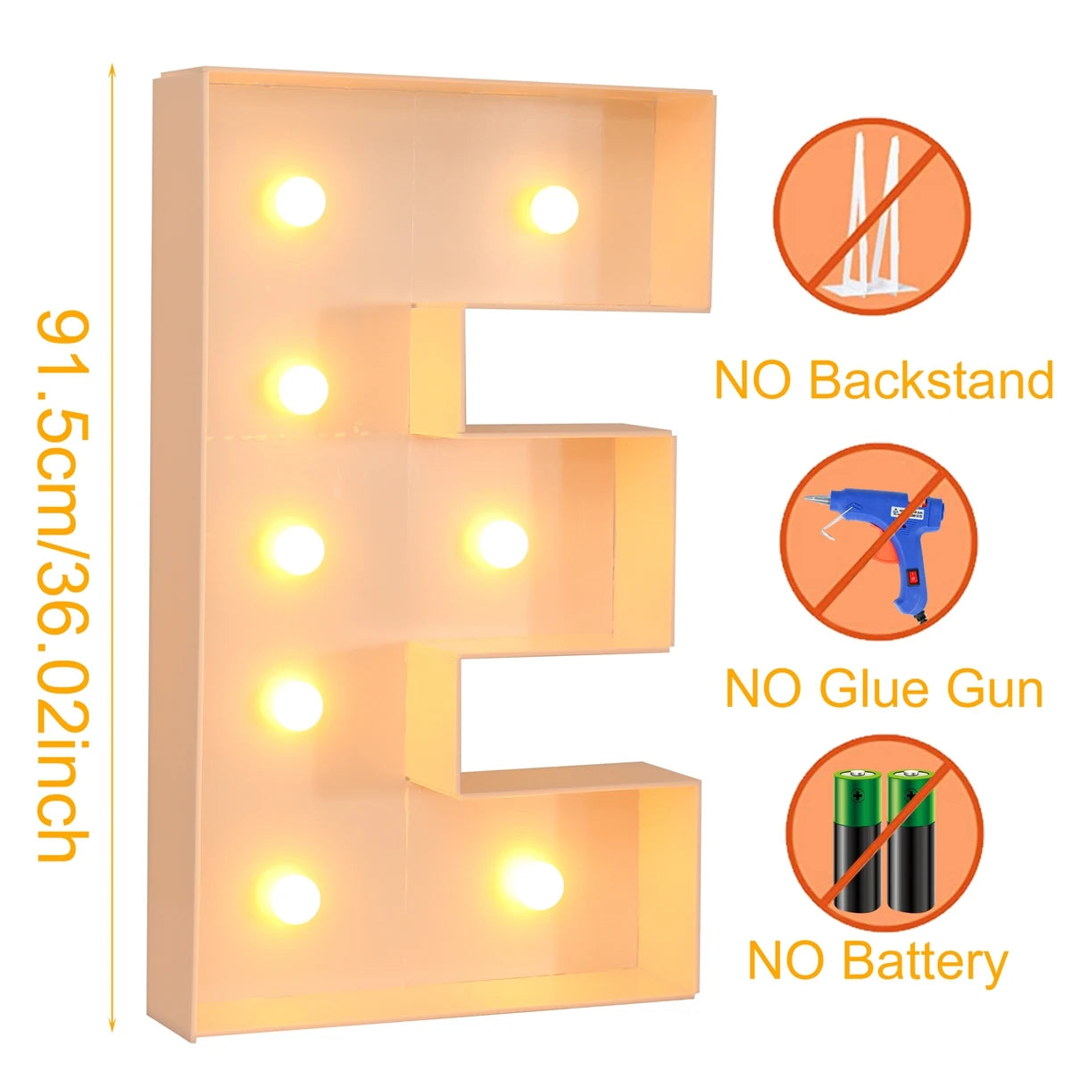 Giant LED Letter Light Frame Box – 91.5cm DIY Name Balloon Filling Box for Parties