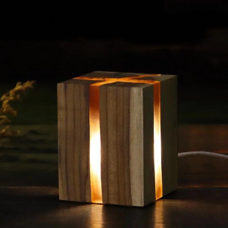 Cracked Solid Wood Nordic Design Nightlight