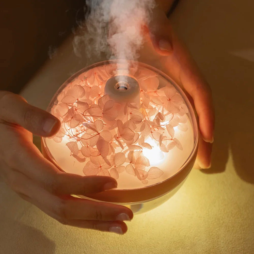 Flower Humidifier Night Light Rechargeable USB design detail view