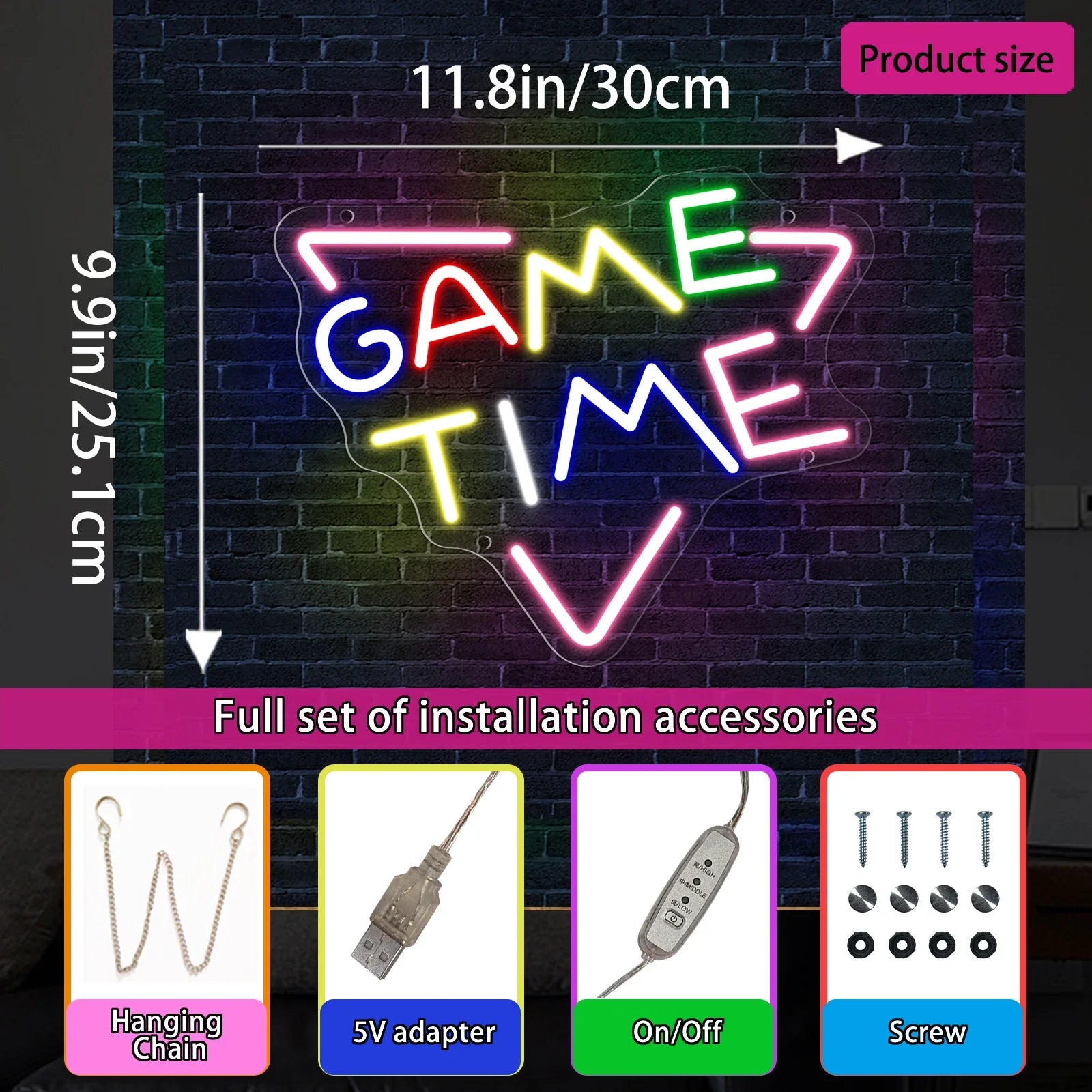 Game Neon Sign Neon Wall Light USB decorative lighting detail