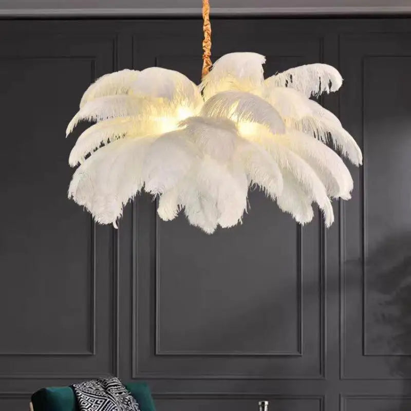 Novelty Animal Dimmable feather ceiling light for soft bedroom ambience