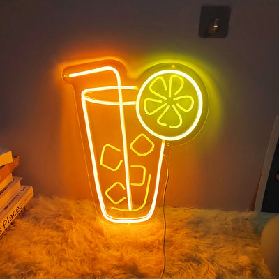 Fries Pizza Neon Wall Light USB close-up product view