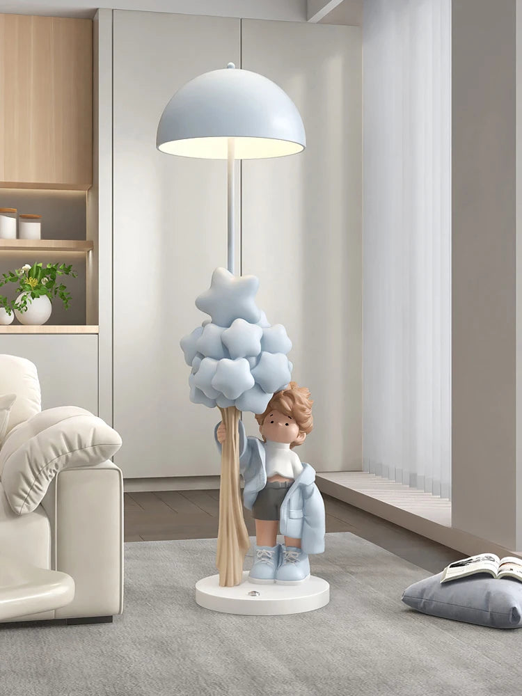 Luminous Boy Statue Floor Lamp – 160cm LED Bluetooth Speaker Sculpture for Living Room