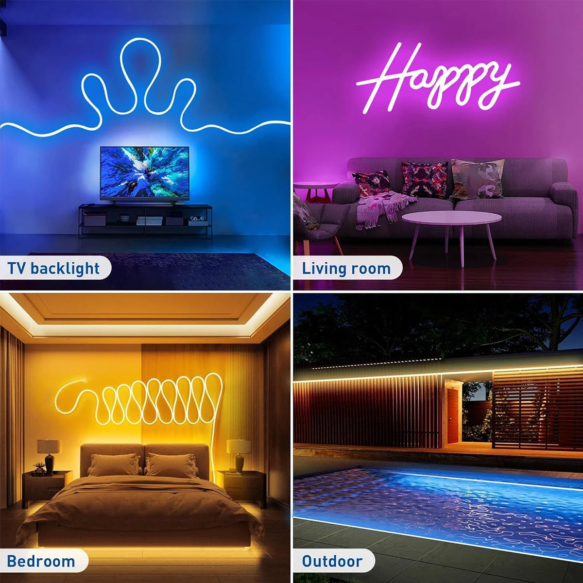 5V Neon Strip Neon Wall Light USB Color-Changing decorative lighting detail